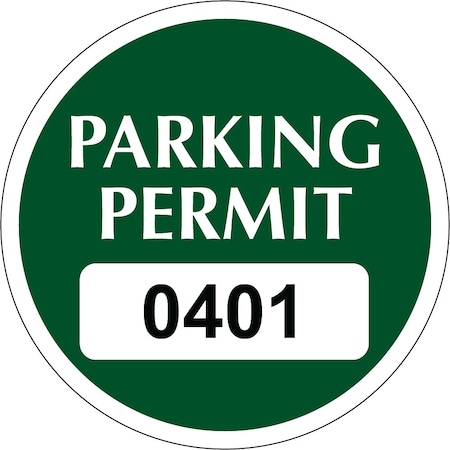 Lustre-Cal Vinyl Permanent Parking Permit Green 2in x 2in  Circle Serialized 401-450, 50PK 253757PvWh1GDi0401